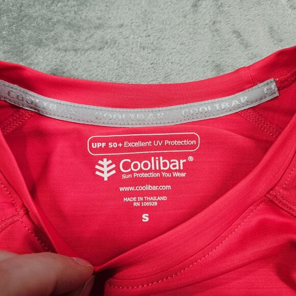 Coolibar Shirt Womens Small Red Pink Devi Long Sleeve Sun Protection Fitness Tee - Picture 3 of 10